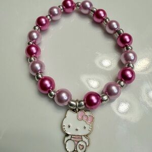 Hello Kitty Pink and Silver Beaded Bracelet